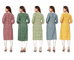 Women Printed Crepe Straight Kurti Combo of 5-thumb1