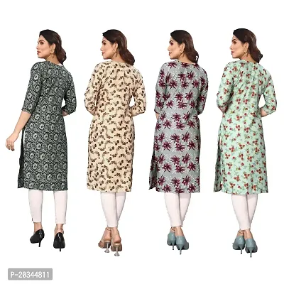 Beautiful Crepe Printed Straight Kurti For Women Pack Of 4-thumb2