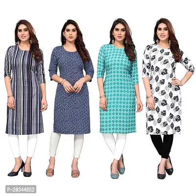 Beautiful Crepe Printed Straight Kurti For Women Pack Of 4