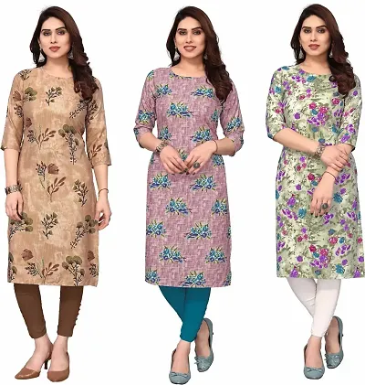 Combo Of 3-Crepe Kurtis