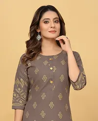 Stylish Grey Cotton Blend Stitched Kurta For Women-thumb4