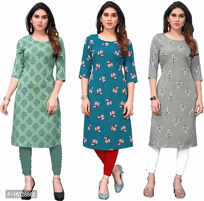 Elegant Crepe Printed Kurta For Women- Pack Of 3-thumb0