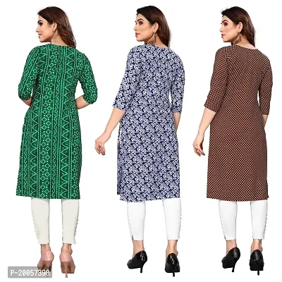 Women Printed Crepe Straight Kurti Pack of 3-thumb2