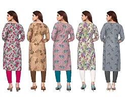 Women Printed Crepe Straight Kurti Combo of 5-thumb1