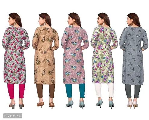 Women Printed Crepe Straight Kurti Combo of 5-thumb2