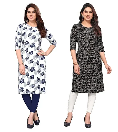 Combo Of 2 Crepe Printed Kurtis