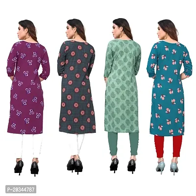 Beautiful Crepe Printed Straight Kurti For Women Pack Of 4-thumb2