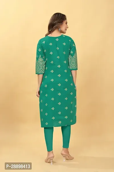 Stylish Green Cotton Blend Stitched Kurta For Women-thumb4