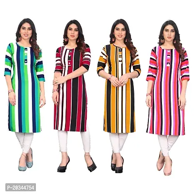 Beautiful Crepe Printed Straight Kurti For Women Pack Of 4