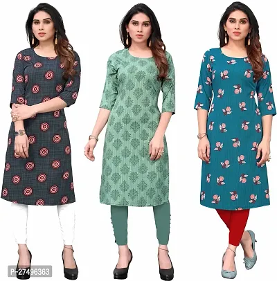 Beautiful Crepe Printed Kurta For Women Pack Of 3