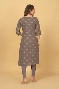 Stylish Grey Cotton Blend Stitched Kurta For Women-thumb3