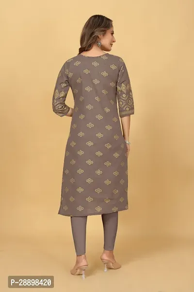 Stylish Grey Cotton Blend Stitched Kurta For Women-thumb4