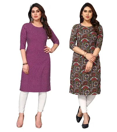 Combo Of 2 Crepe Printed Kurtis