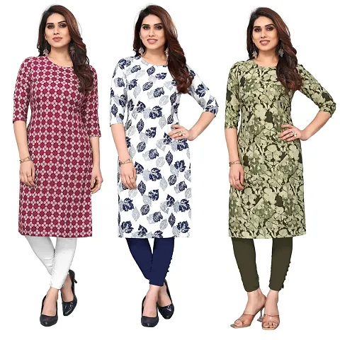 Women Crepe Straight Kurti Pack of 3