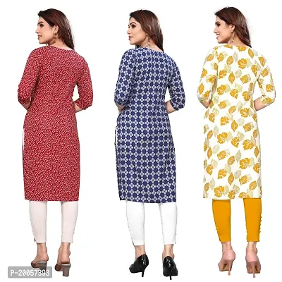 Women Printed Crepe Straight Kurti Pack of 3-thumb2