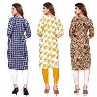 Women Printed Crepe Straight Kurti Pack of 3-thumb1