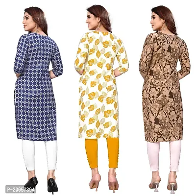 Women Printed Crepe Straight Kurti Pack of 3-thumb2