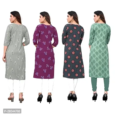 Beautiful Crepe Printed Straight Kurti For Women Pack Of 4-thumb2