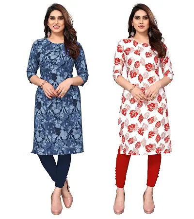 Combo Of 2 Crepe Printed Kurtis