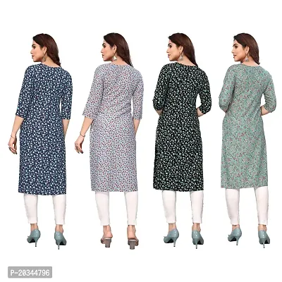 Beautiful Crepe Printed Straight Kurti For Women Pack Of 4-thumb2