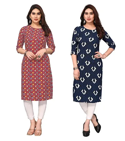 Combo Of 2 Crepe Printed Kurtis