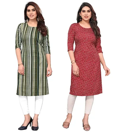 Combo Of 2 Crepe Printed Kurtis