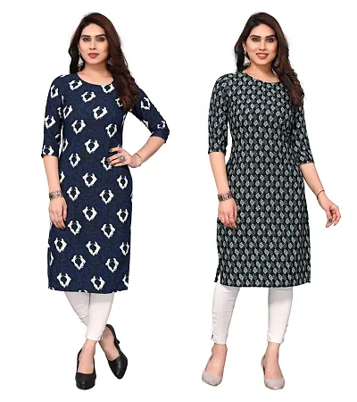 Combo Of 2 Crepe Printed Kurtis