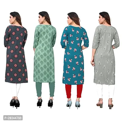 Beautiful Crepe Printed Straight Kurti For Women Pack Of 4-thumb2