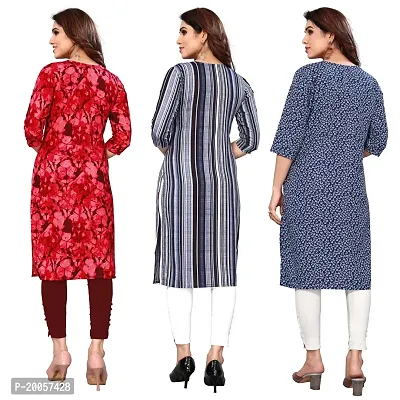 Women Printed Crepe Straight Kurti Pack of 3-thumb2