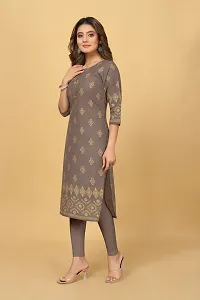 Stylish Grey Cotton Blend Stitched Kurta For Women-thumb1