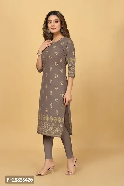 Stylish Grey Cotton Blend Stitched Kurta For Women-thumb2