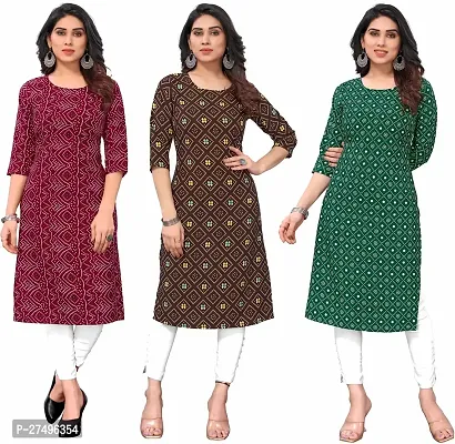 Beautiful Crepe Printed Kurta For Women Pack Of 3