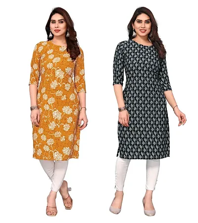 Combo Of 2 Crepe Printed Kurtis