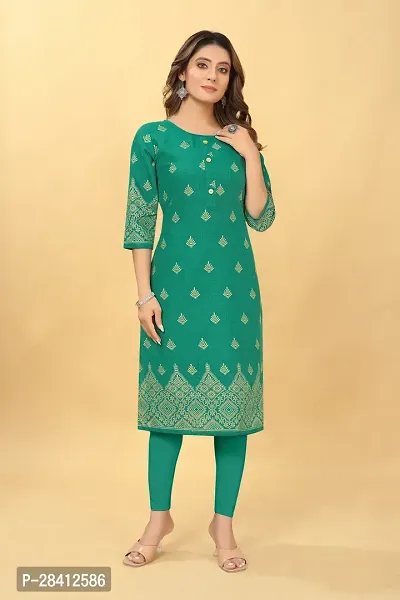 Stylish Cotton Blend Printed Stitched Kurta For Women