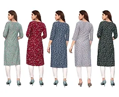 Women Printed Crepe Straight Kurti Combo of 5-thumb1