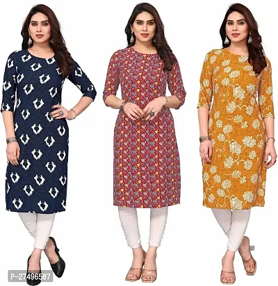 Beautiful Crepe Printed Kurta For Women Pack Of 3