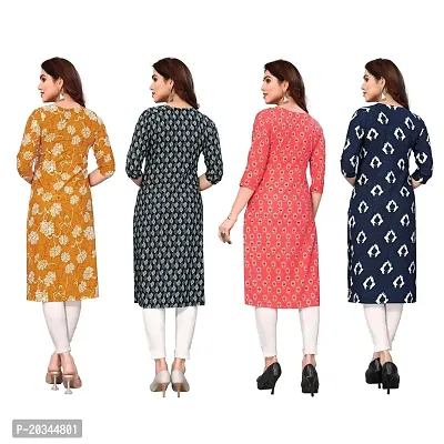 Beautiful Crepe Printed Straight Kurti For Women Pack Of 4-thumb2