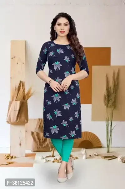 Stylish Navy Blue Crepe Kurta For Women