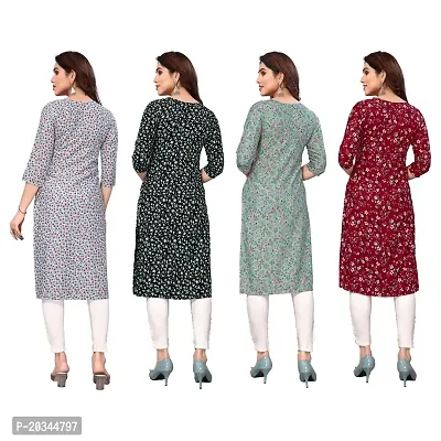 Beautiful Crepe Printed Straight Kurti For Women Pack Of 4-thumb2