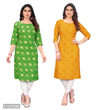 Trendy Straight Multicoloured Printed Crepe Kurta Combo For Women-thumb0