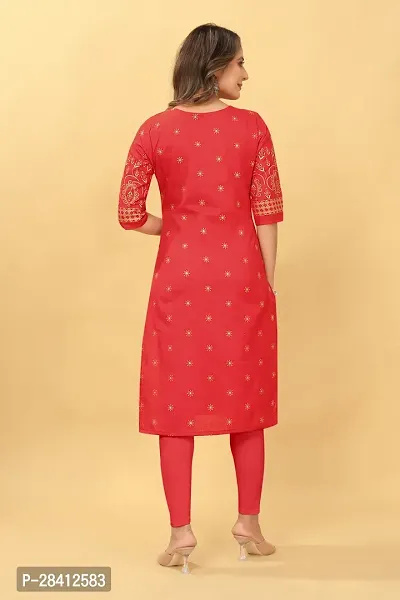 Stylish Cotton Blend Printed Stitched Kurta For Women-thumb4