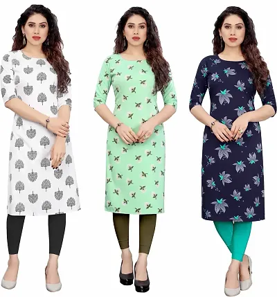 Combo Of 3 Crepe Printed Kurtis