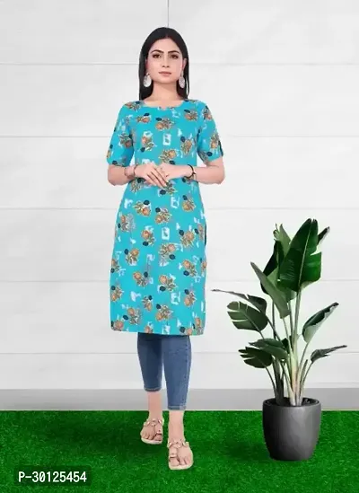 Stylish Blue Crepe Kurta For Women-thumb0