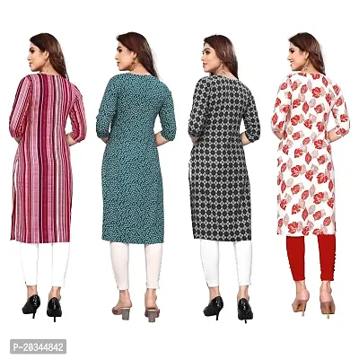 Beautiful Crepe Printed Straight Kurti For Women Pack Of 4-thumb2