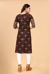 Stylish Cotton Blend Printed Stitched Kurta For Women-thumb1