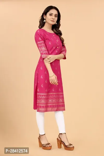 Stylish Cotton Blend Printed Stitched Kurta For Women-thumb4