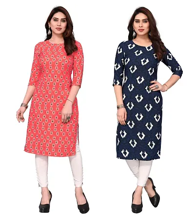 Combo Of 2 Crepe Printed Kurtis