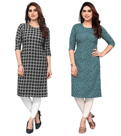 Combo Of 2 Crepe Printed Kurtis