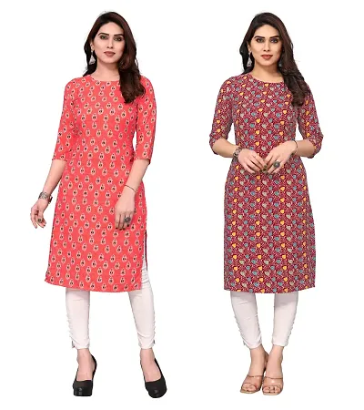 Combo Of 2 Crepe Printed Kurtis