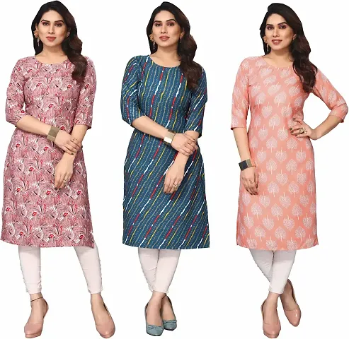 Combo Of 3-Crepe Kurtis